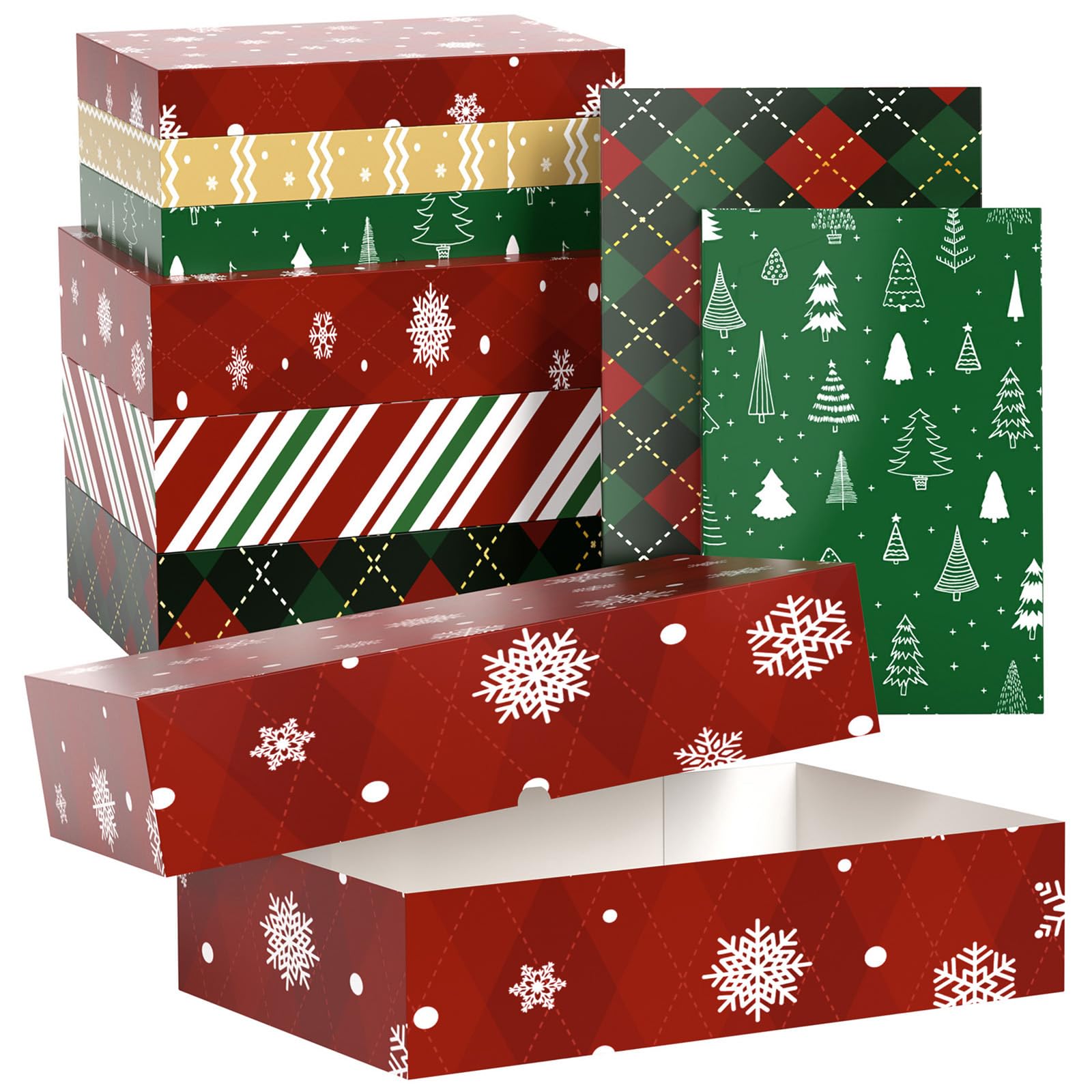YANGTE Weihnachts-Geschenkboxen mit Deckel, groß, 43,2 cm (10,2 cm tief) und 35,6 cm (5,1 cm tief), Geschenkboxen für Geschenk, Bademantel, Hemd, Kleidung, 24 Stück