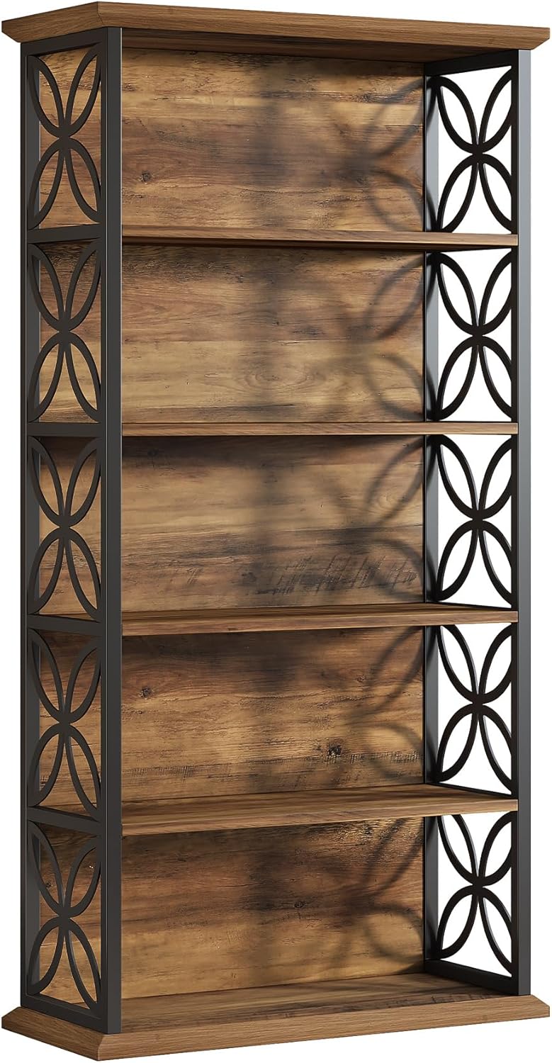 Tribesigns 6-Tier Tall Bookshelf, 71" Industrial Bookcase with Metal Frame, Freestanding Open Storage Shelves for Home Office, Living Room, Bedroom