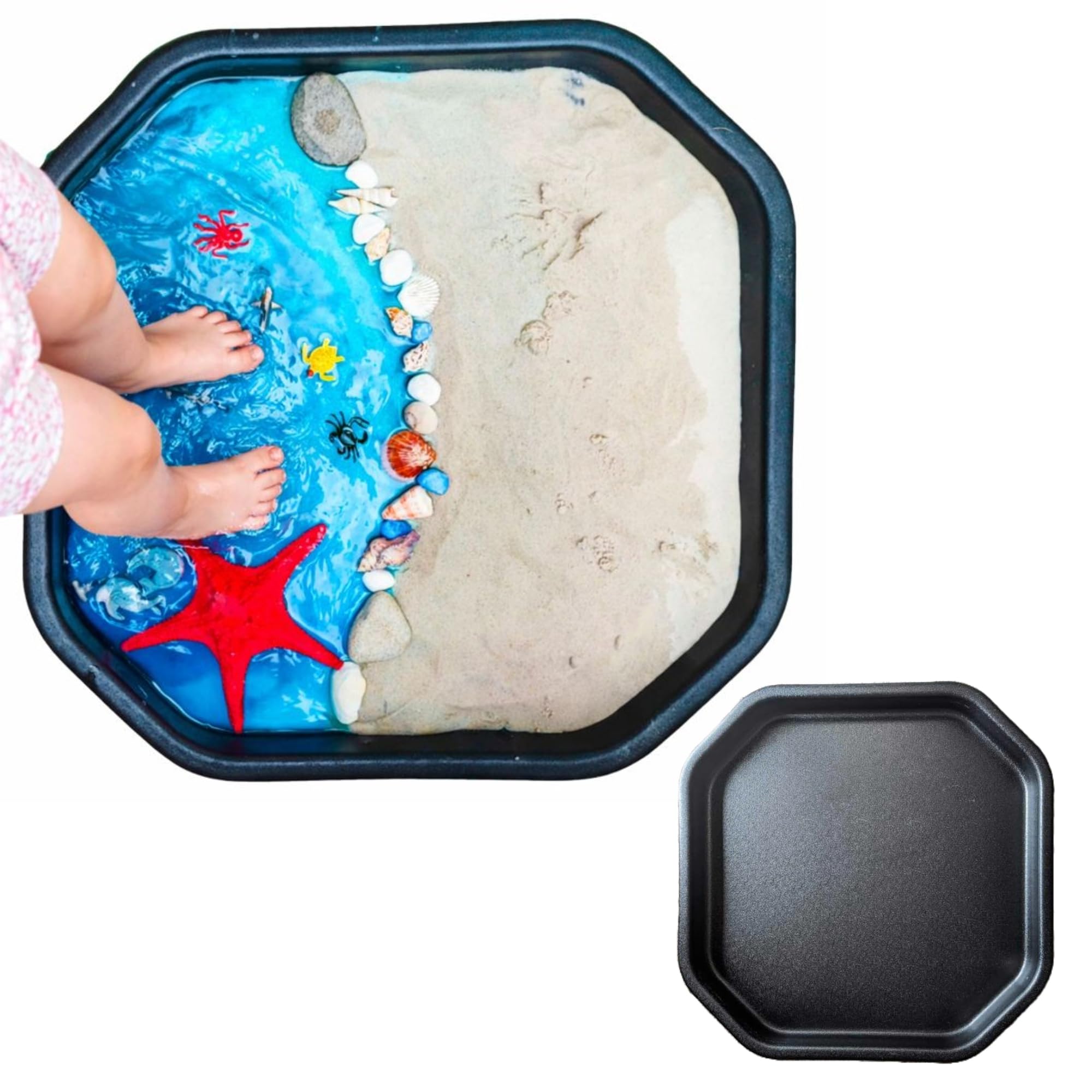 Tuff Tray for Sensory Play (Small 27.5", Black) Premium Textured Play Tray for Kids, Sand & Water Table, Preschool Classroom & Home