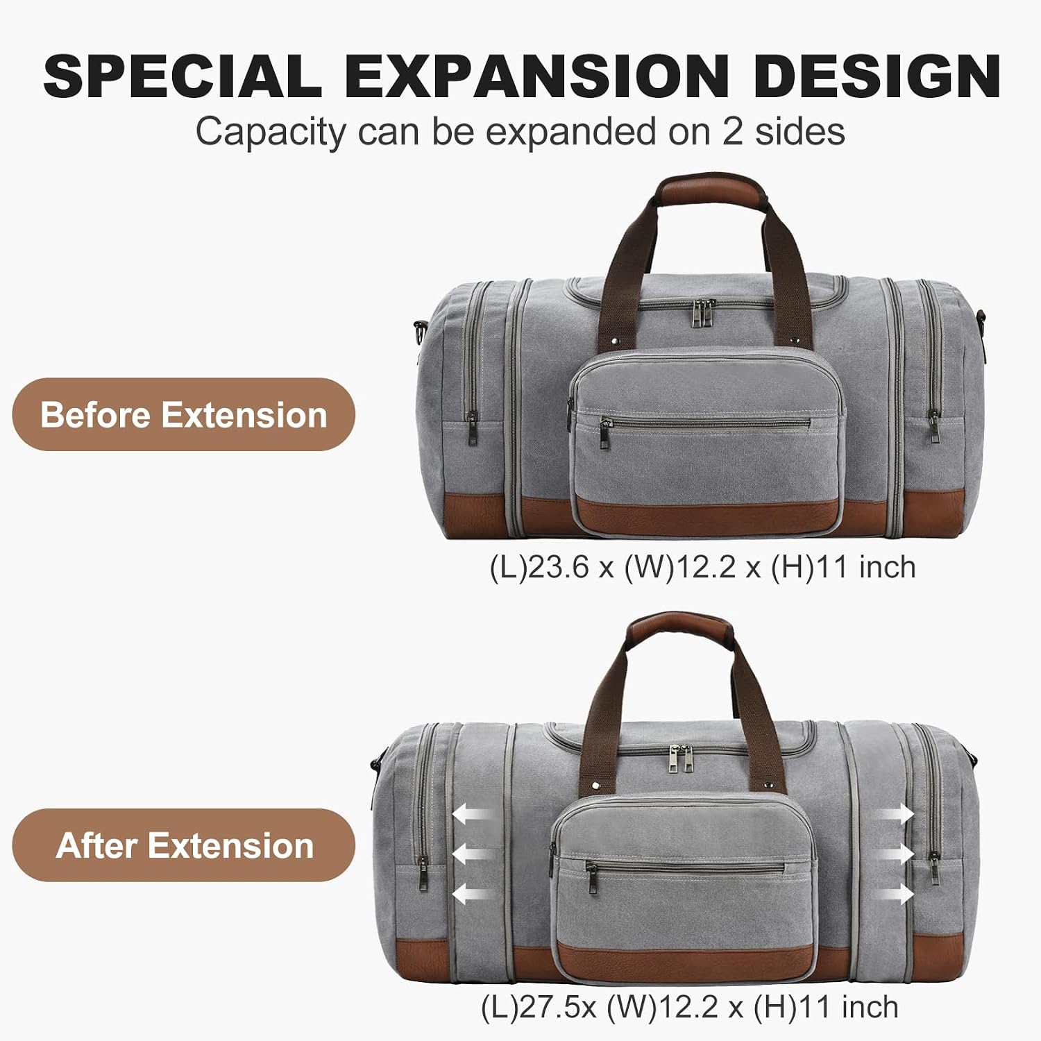 Litvyak 60L Canvas Duffle Bag for Travel Weekend Gym Overnight Carry-on image 3