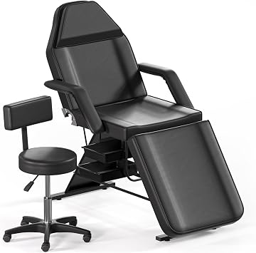 Tattoo Chair Bed for Client Storage Trays Facial Beds for Esthetician Bed Chair with Stool