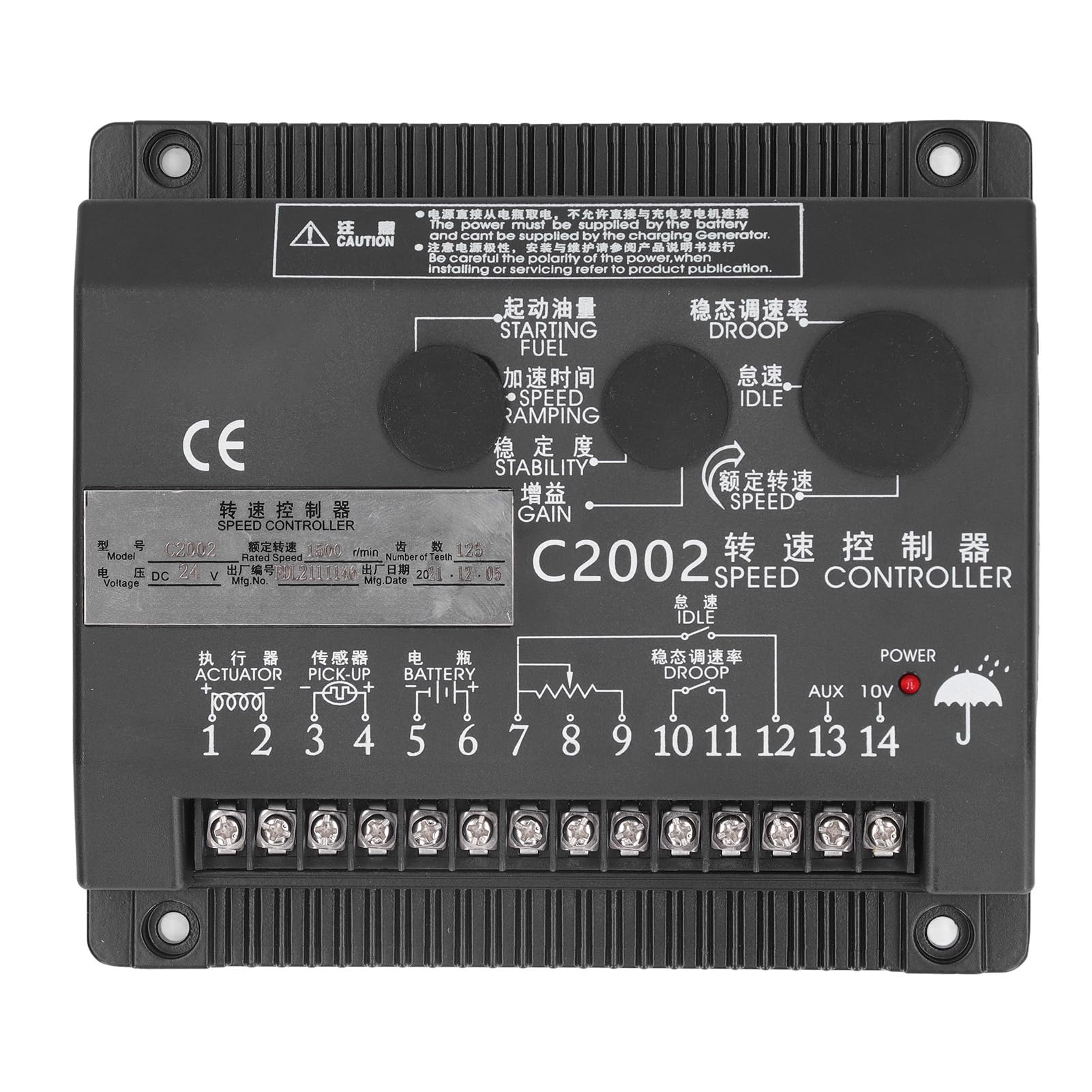 Controlador de Velocidad del Generador de 24 V de 24 V, Diseño de Circuito de Control de Circuito Cerrado único con Alta Estabilidad, Instalación Vertical para la Velocidad del