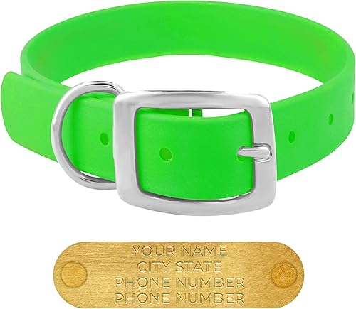 Miniatura 93 de Regal Dog Products Collares de perro grandes, impermeables, color rosa, con placa de nombre grabada personalizada, revestimiento de vinilo, anti