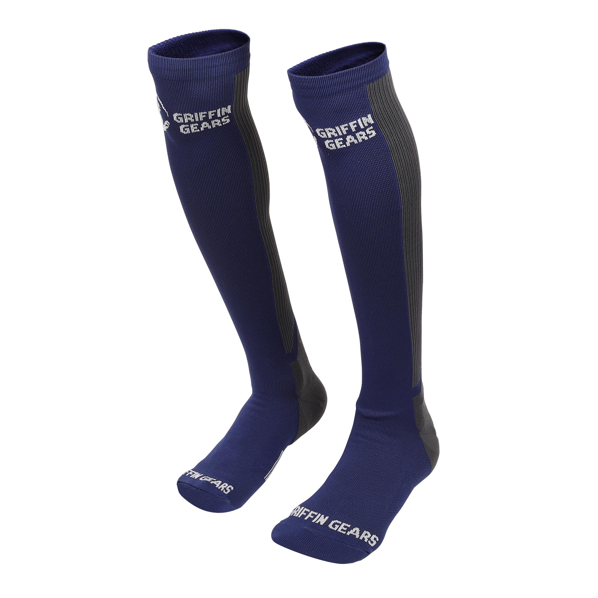 GRIFFIN GEARS® Deadlift Socks for Men & Women – High Performance Knee-High Gym - Socks for Powerlifting, Weightlifting & CrossFit – Shin Protection & Compression Fit (IN, Alpha, Free Size, Navy) - Image 2 thumbnail