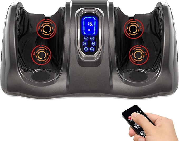 Best Choice Products Foot Massager Machine Shiatsu Foot Massager, Therapeutic Reflexology Kneading and Rolling for Feet, Ankle, High Intensity Rollers, Remote, Control, LCD Screen - Gray