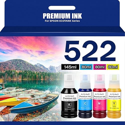Miniatura 1 de 522 botellas de repuesto de tinta para Epson EcoTank ET-2800, ET-2803, ET-2840, ET-2400, ET-4800, ET-4810, ET-4700, Epson EcoTank ET-2720(BK C M Y,