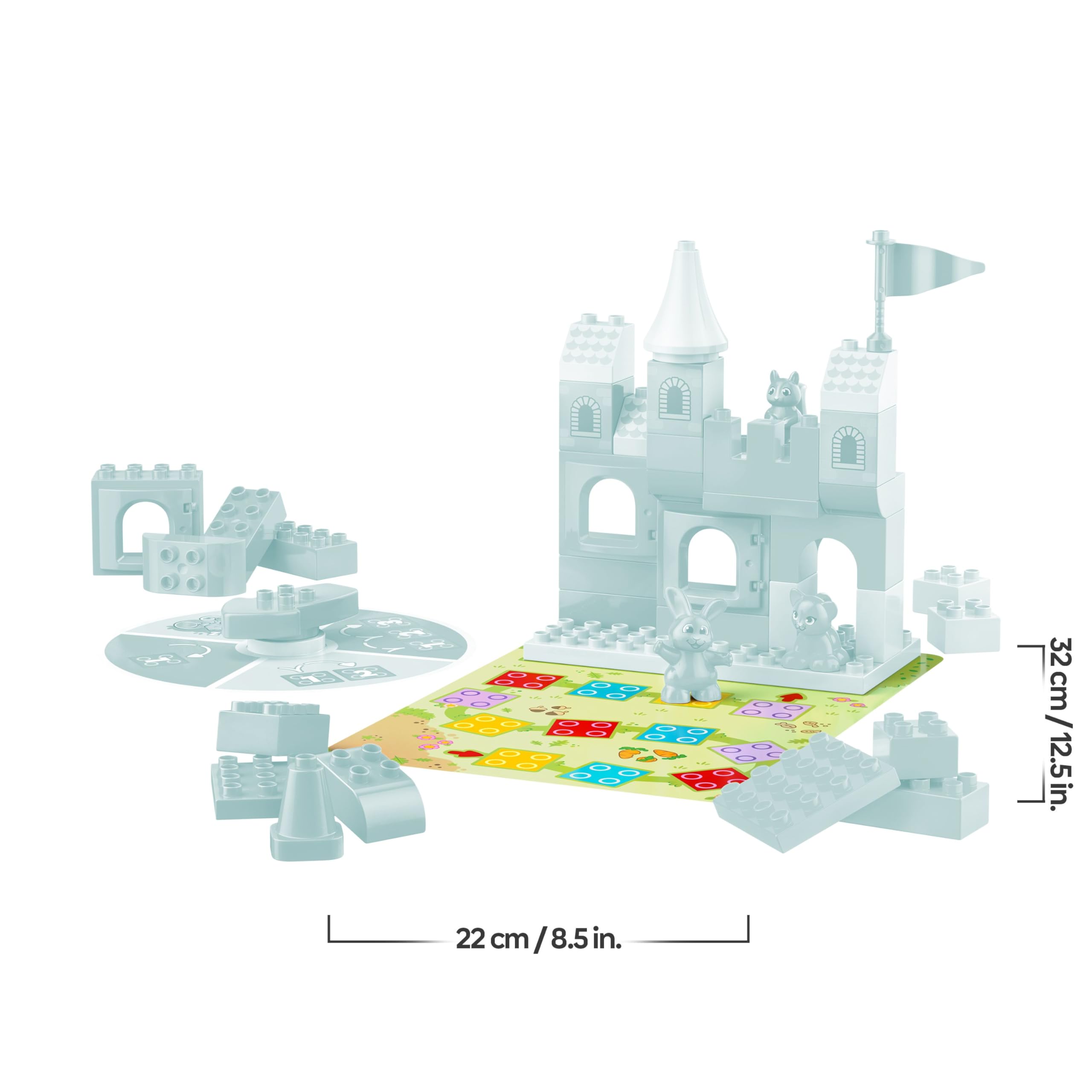 LEGO DUPLO Gioco al Castello con Salterello - Giochi Educativi per la Motricità Fine con 3 Animali Giocattolo, Castello e Gioco da Tavolo con Freccia Girevole - Regalo per Bambini da 3 Anni - 10450