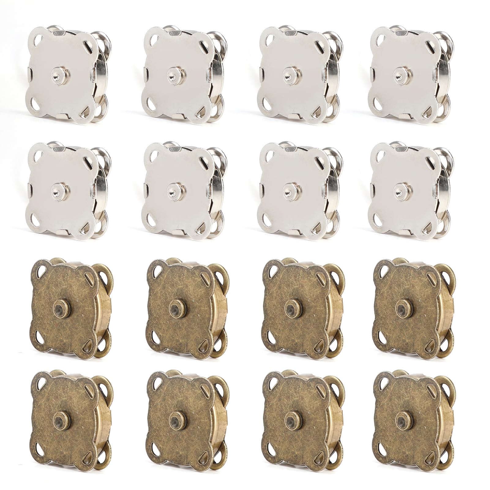 16 Sets Magnetic Buttons, 15 mm Magnetic Snaps Closures Fastener Magnet Bag Buckle Magnetic Button Clasp Press Studs, No Sewing Magnetic Snaps Buttons Set for Purses Handbag Clothing Sewing Craft