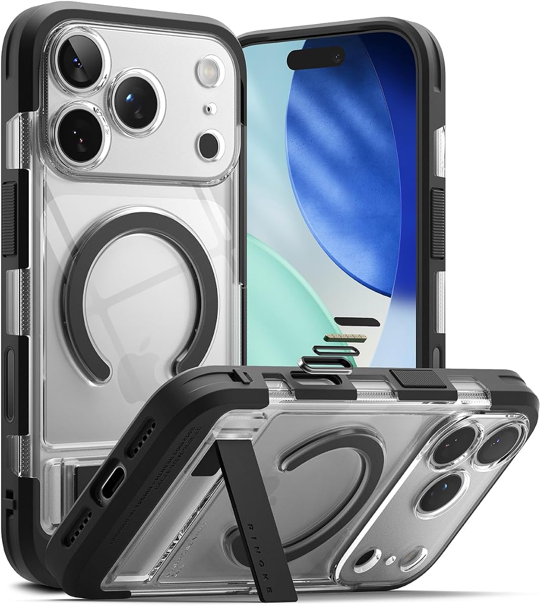 Ringke for iPhone 17 Pro Max Case [UX Magnetic Clear] | Compatible with MagSafe, Stainless Steel Kickstand, Powerful Magnet, Camera Control Capture Button Protection