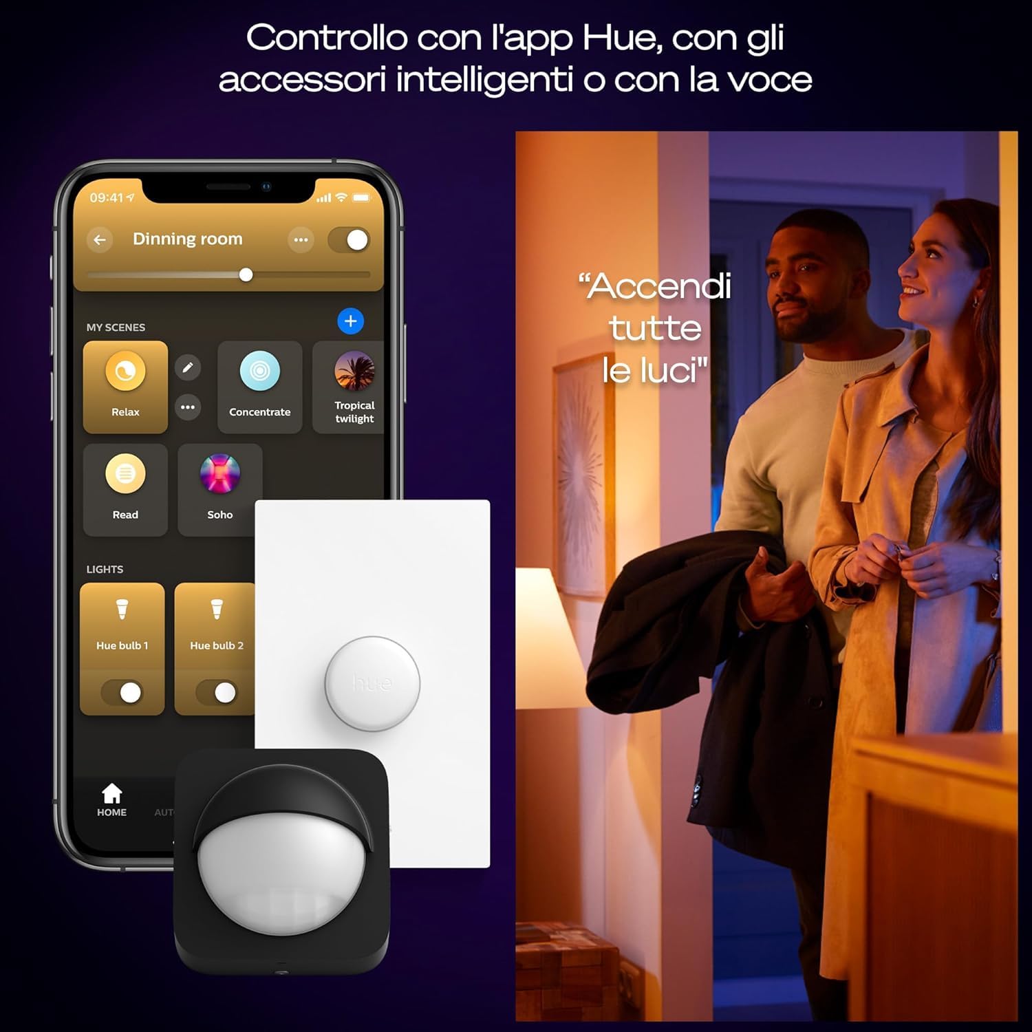 Philips Hue White Ambiance, Pannello Smart Aurelle, luce bianca da calda a fredda, 19W, 60x60cm, bianco, Compatibile Bluetooth, Controllo Vocale con Alexa, Google Assistant e Apple Homekit