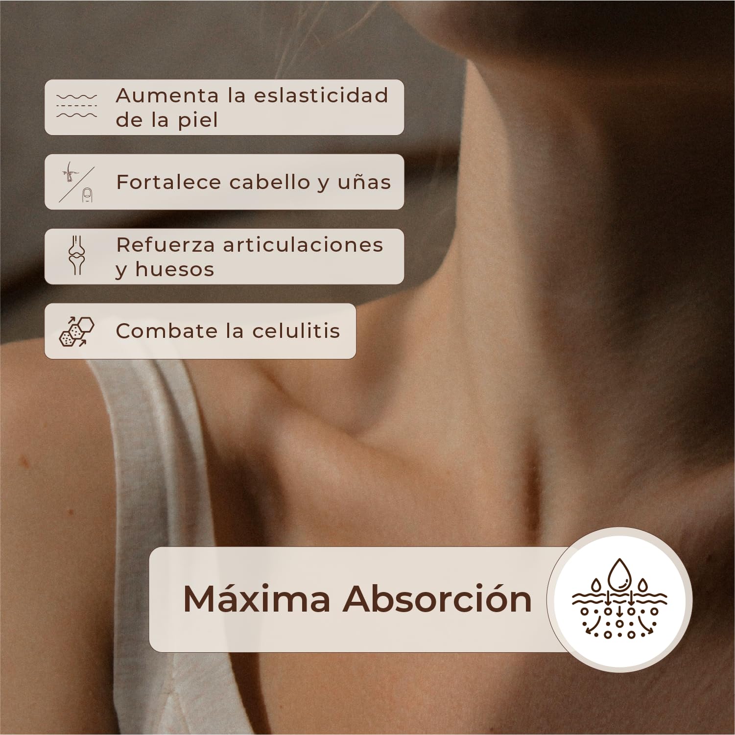Colágeno Verisol® de máxima absorción - Beneficios para la piel y articulaciones - Formulado con Ácido Hialurónico - Sabor agradable y Listo para tomar - Dosis recomendada por AESAN