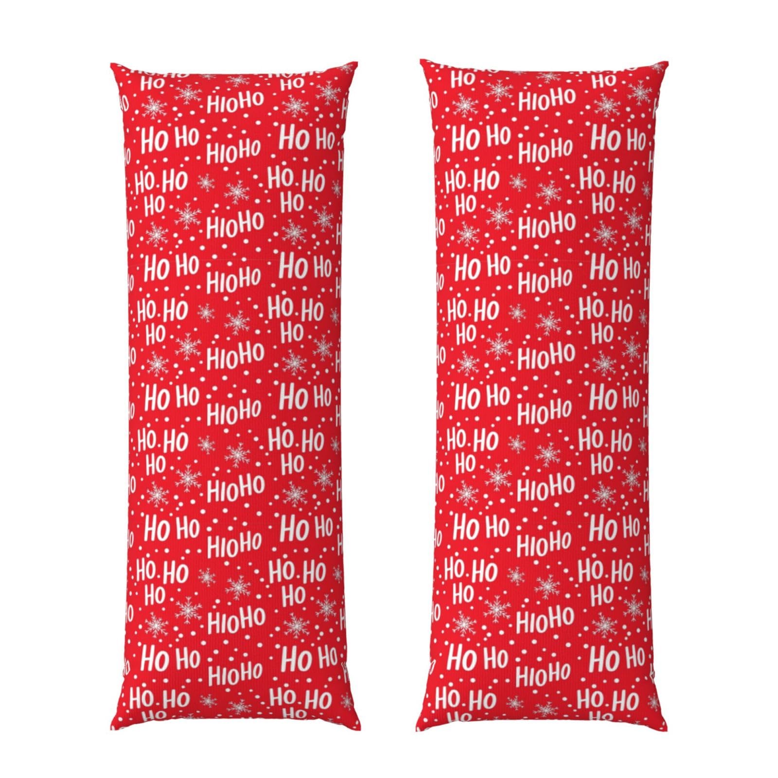 Body Pillow Protector 20x60 Santa Claus Laugh Snowflake Christmas Red, Ultra Soft Zippered Pillow Cover, Breathable Cozy Fabric, Machine Washable for Bed Sofa Couch