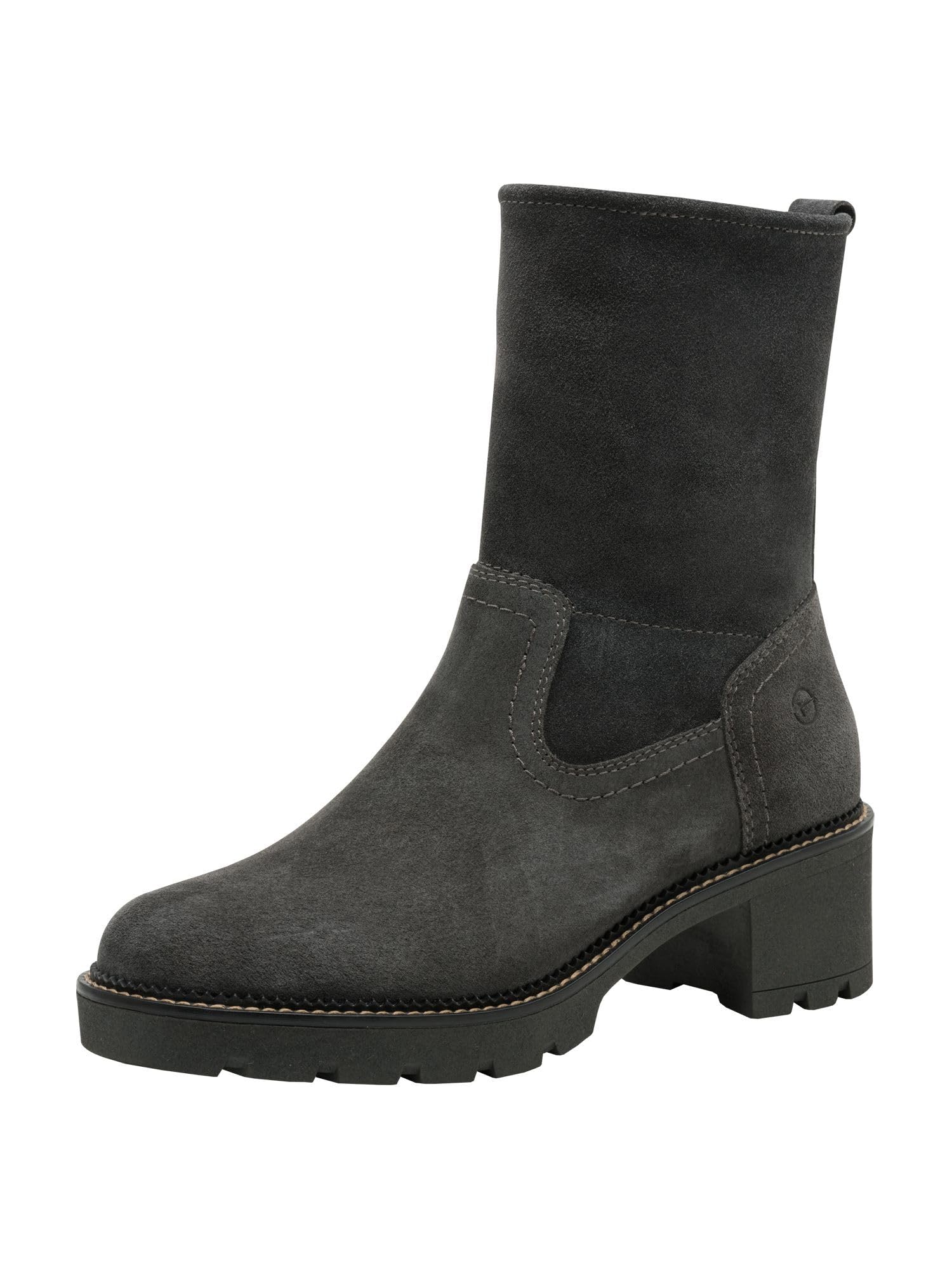Tamaris Comfort Women’s Leather Ankle Boots with Block Heel, Anthracite, 3,5 UK