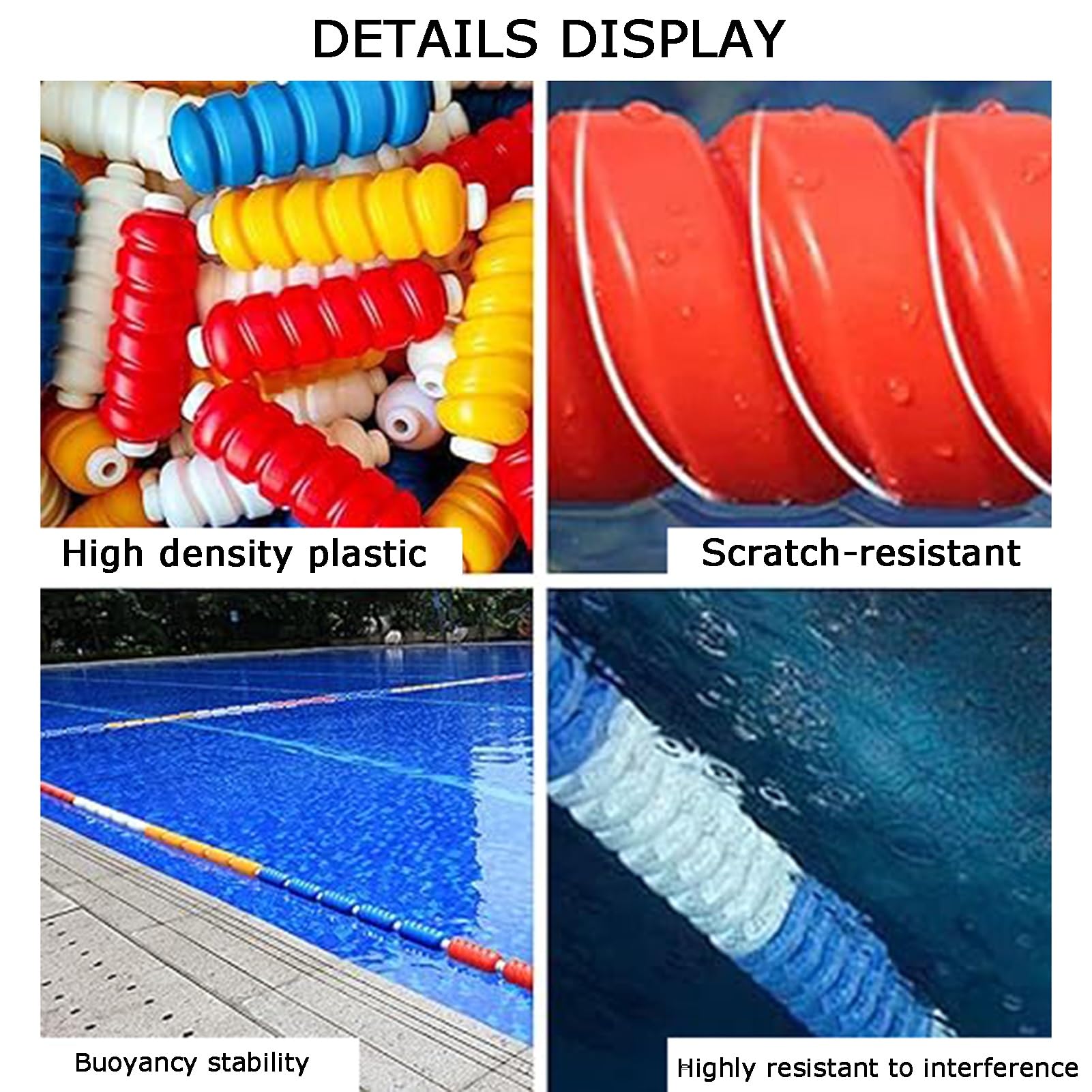 Générique Barrière de sécurité Flottante pour Piscine - Corde spiralée de 6 cm avec câble de 900 cm - Idéale pour Les piscines, Les plages et Les eaux Peu Profondes - Améliore la sécurité et prévient