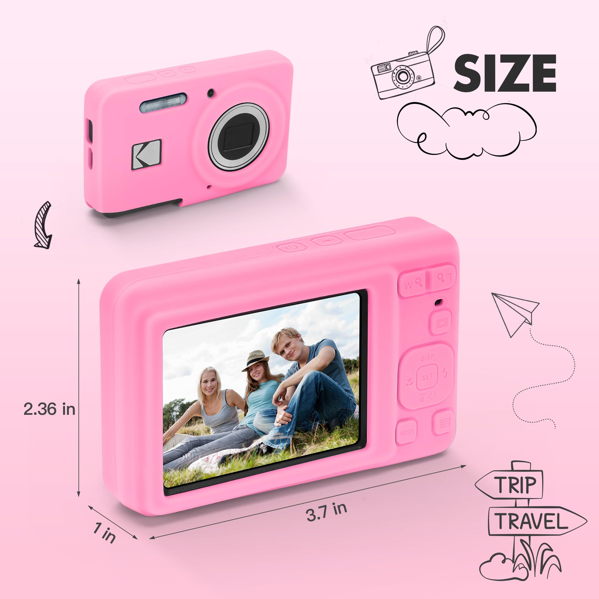 Custodia in silicone compatibile con KODAK PIXPRO FZ55, custodia protettiva in morbido silicone antigraffio per fotocamera digitale (rosa)