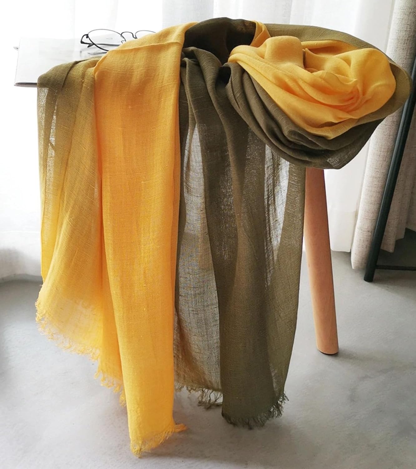 bamboo cotton Fashion Lightweight Travel Scarf,Gradient Two-tone Four Season Scarf Shawl Beach Gauze - Image 6