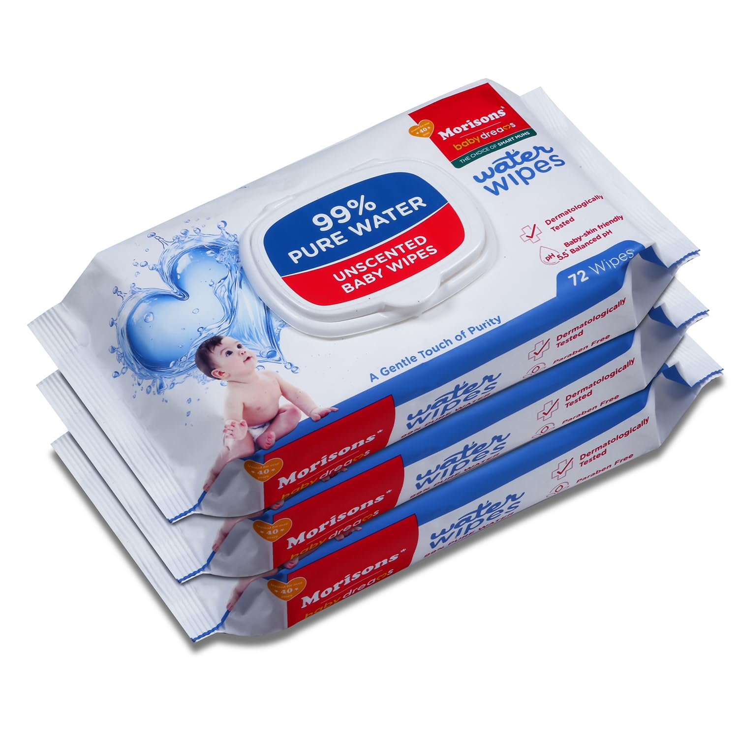 Morisons Baby Dreams 99% Water Wipes - Pack of 3-image-47