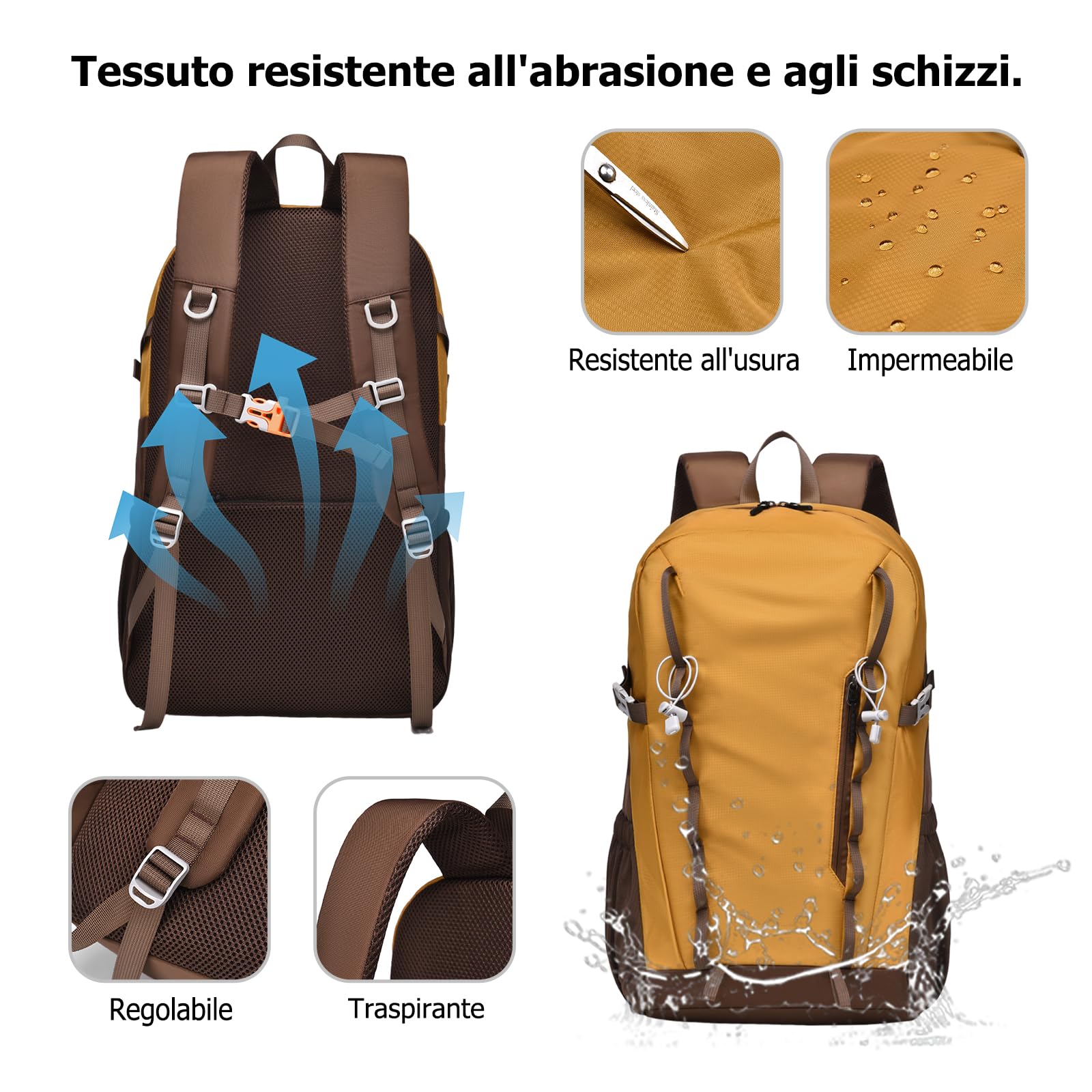 Zaino da Escursionismo Outdoor 30L Zaino di Grande Capacità Zaini Giorno Campeggio Impermeabile con Schienale Traspirante per Escursionismo Viaggi Uso Quotidiano Blu