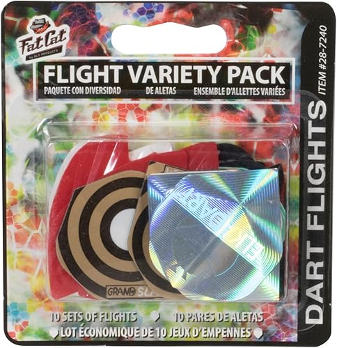 Fat Cat Surtido Poly Pro Dart Vuelos 10 juegos de vuelos estándar, 30 piezas, el embalaje puede variar