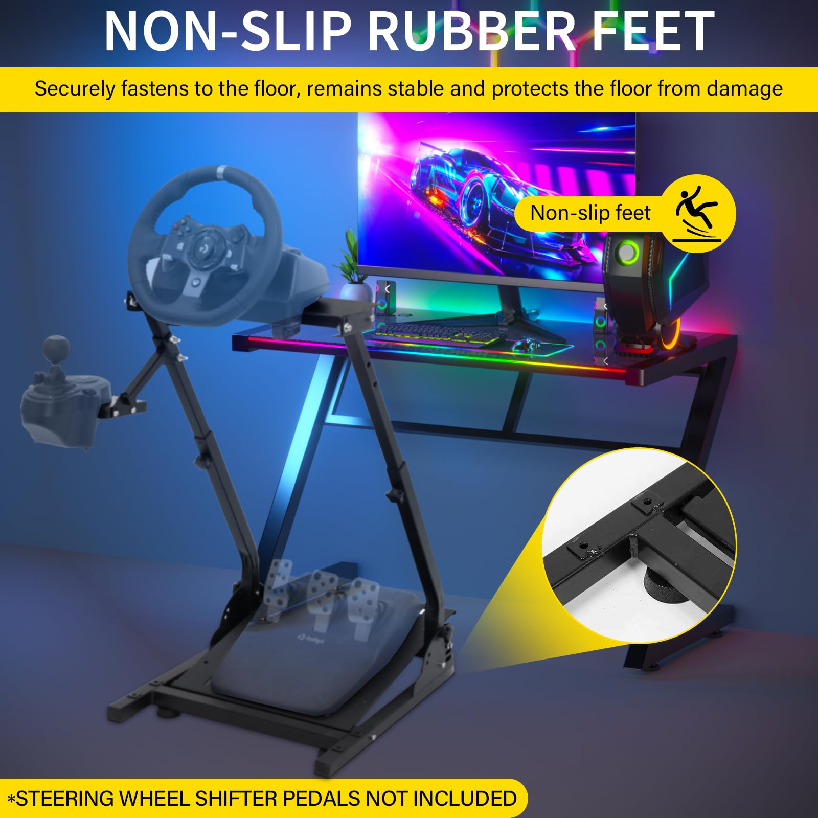 VELPAX Support de volant de course ajustable pour Logitech G25, G27, G29, G920 Racing Simulator Cockpit Video Game Accessories, Shifter Wheel Pedals NOT Included