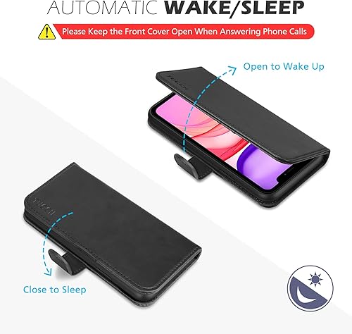 Miniatura 4 de TUCCH Funda tipo cartera para iPhone 11 Pro Max, soporte de ranura para tarjetas con protección RFID, cubierta magnética de piel sintética con