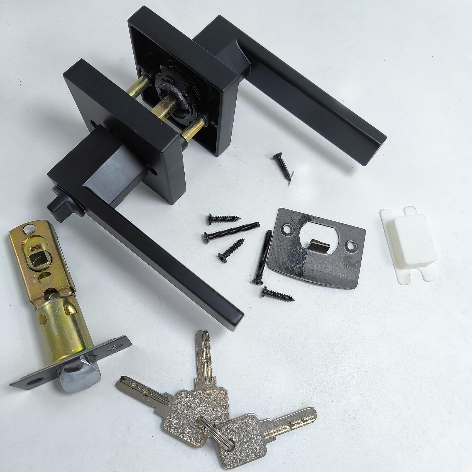 Levier De Porte Carré Pour Chambre à Coucher, Sans Clé, Noir