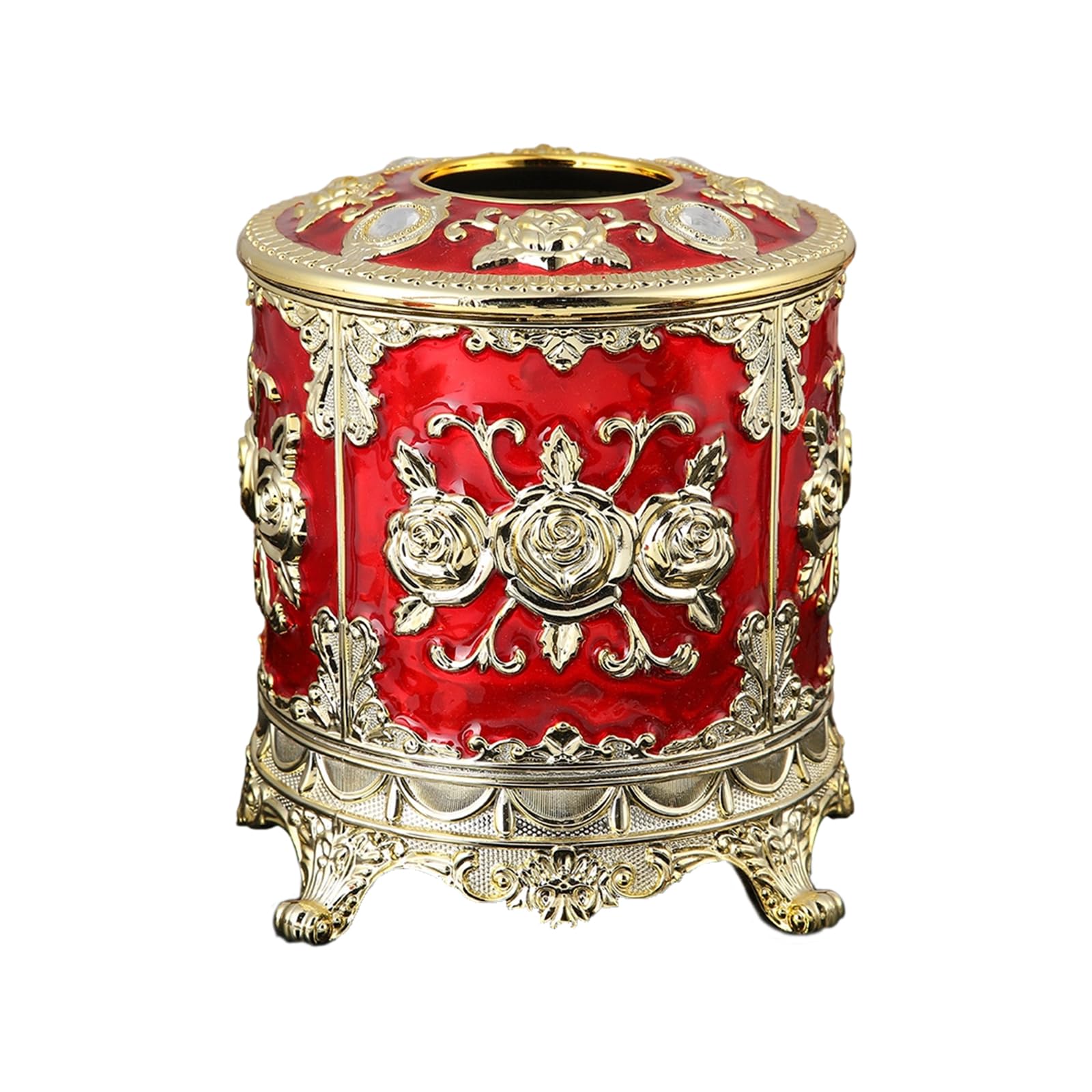 YTtkku Floral Enameled Coated Tissue Dispenser Organiser for Home Decoration and Storage European Rose Tissue Holder