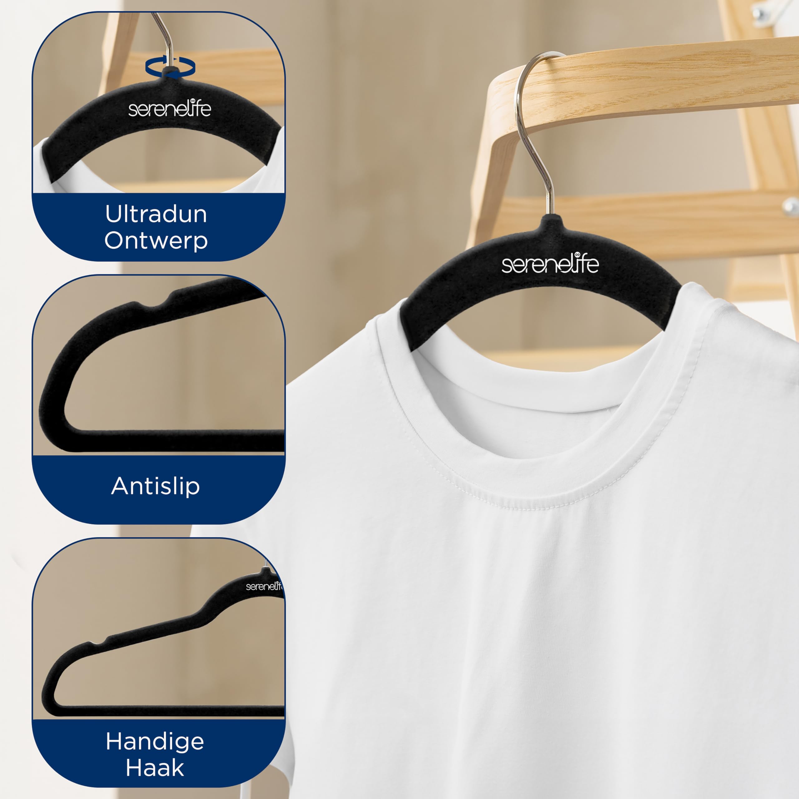 SereneLife Kleerhanger - Fluwelen Hangers - Antislip
