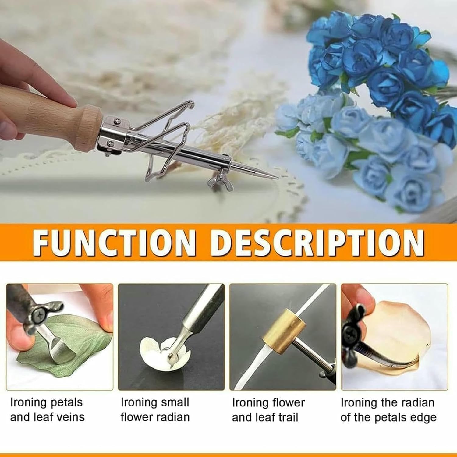 Electric Fabric Flower Maker, 27 Ironing Heads Artificial Flower Ironing Machine, Adjustable Temperature, with Storage Box, for Fake Flower Making Petal Modeling DIY Tools~/