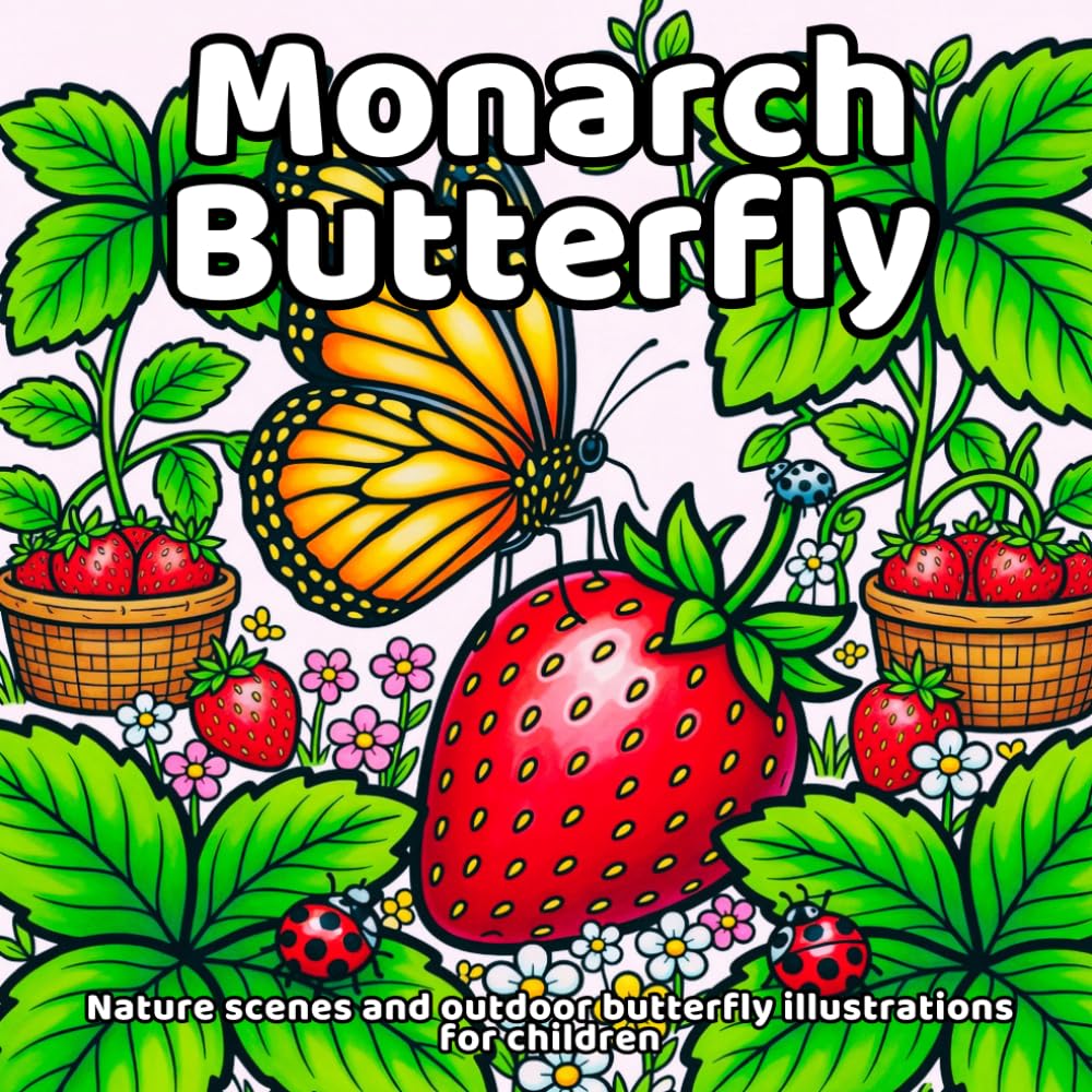 Monarch Butterfly Coloring Book: Nature scenes and outdoor butterfly illustrations for children