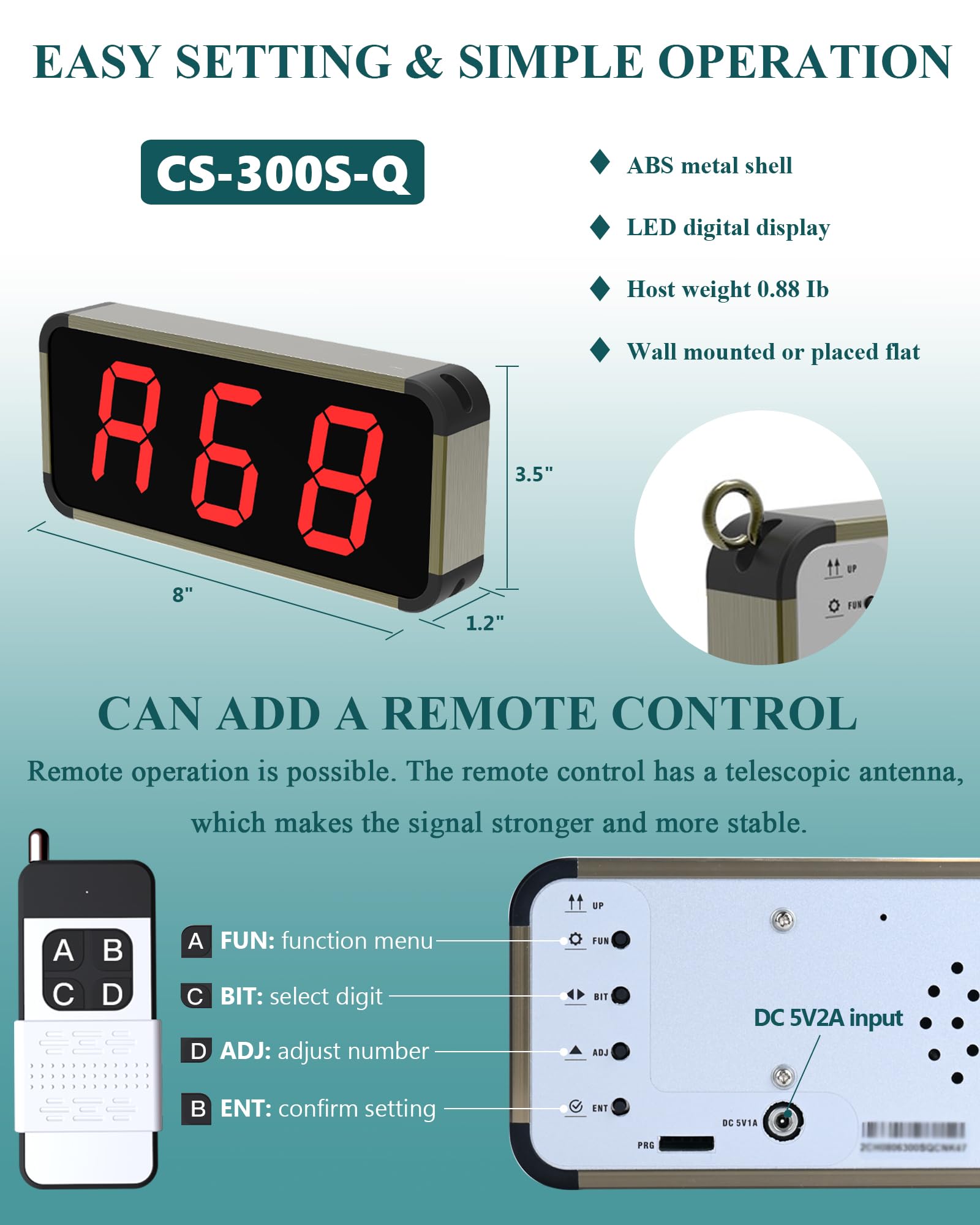 WNKRUN Restaurant Pager System Wireless Calling System Number Display ...