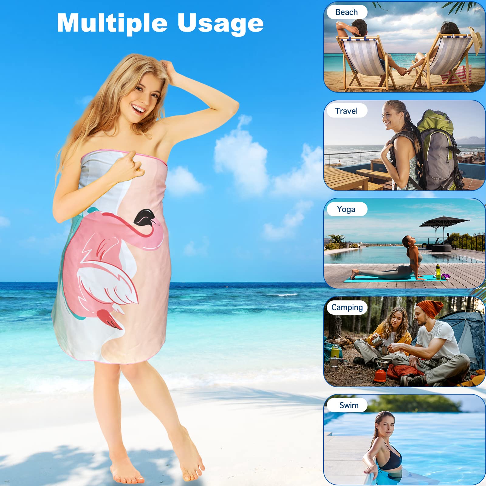 Toalla Microfibra Secado Rápido 2 Pack 120x60 80x30 + Estuche, Toalla Viaje Ligera Y Portatil, Toalla Deportiva Para Playa, Natación, Yoga, Gimnasio, Camping, Senderismo, Ect Active Line Violeta