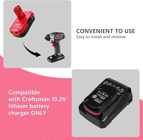 Miniatura 7 de Paquete de 2 baterías y cargador Diehard C3 de 3.0Ah 19.2V compatibles con Craftsman 19.2 V batería de iones de litio 11375 11376 130279005 1323903