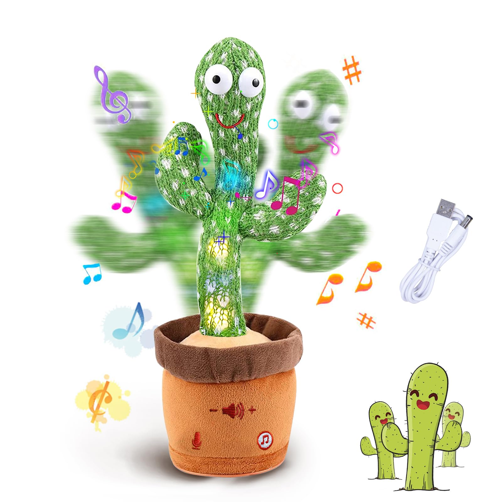 ARIEL-GXR Dancing Cactus Plush Toy, Creative Singing Talking Cactus Repeat What You Say Soft Funny Plush Interactive Toy Figures for Kids, Home Decoration
