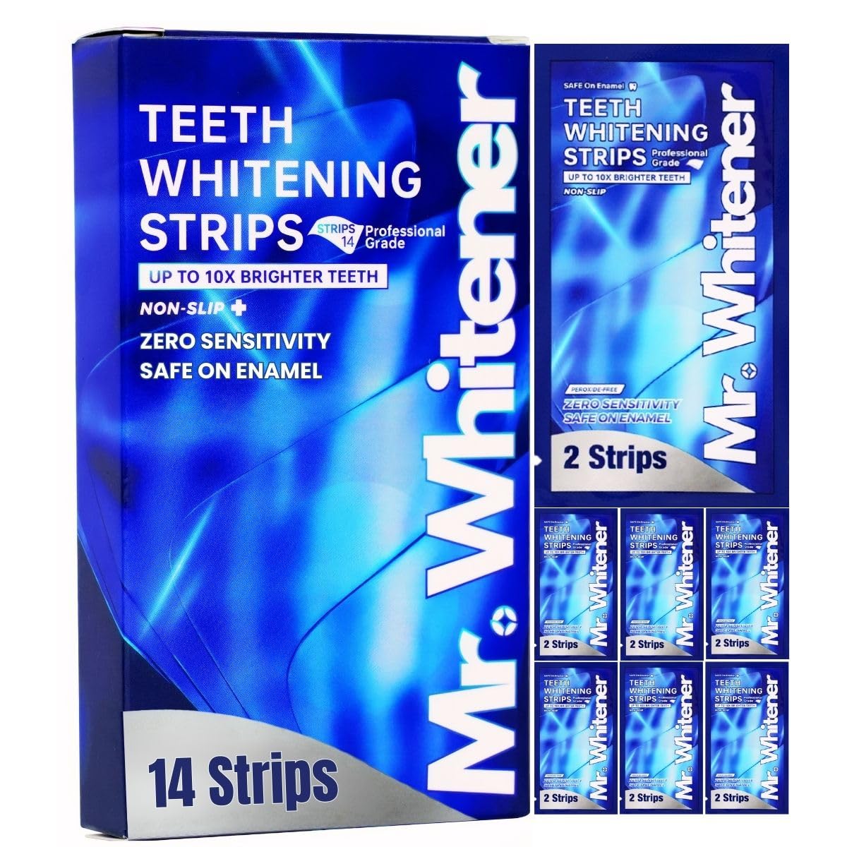 Teeth Whitening Strips Premium Tooth Whitening Kits 14 Strips 7 Packs Dentist-Approved Peroxide-Free Enamel-Safe Non-Sensitive Teeth Whitener Strips