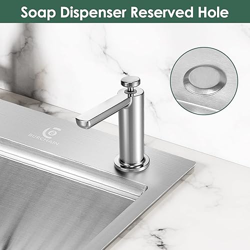 Miniatura 6 de BURCHAIN Fregadero de cocina de acero inoxidable de 30 pulgadas de calibre 16, fregadero con estación de trabajo de un solo tazón, lavabo de cocina