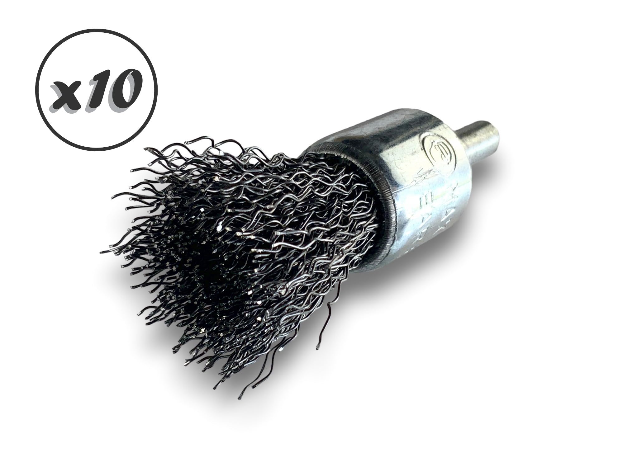 Kibros Lot 10 brosses en bout pinceau tige Ø 6 mm fil acier dur Ø 18 mm
