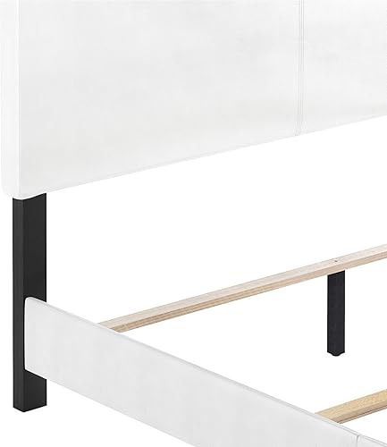 Miniatura 66 de Furinno Pessac - Marco de cama tapizado, piel sintética blanca, tamaño individual XL Blanco,Negro -,Glacier,Negro (plain