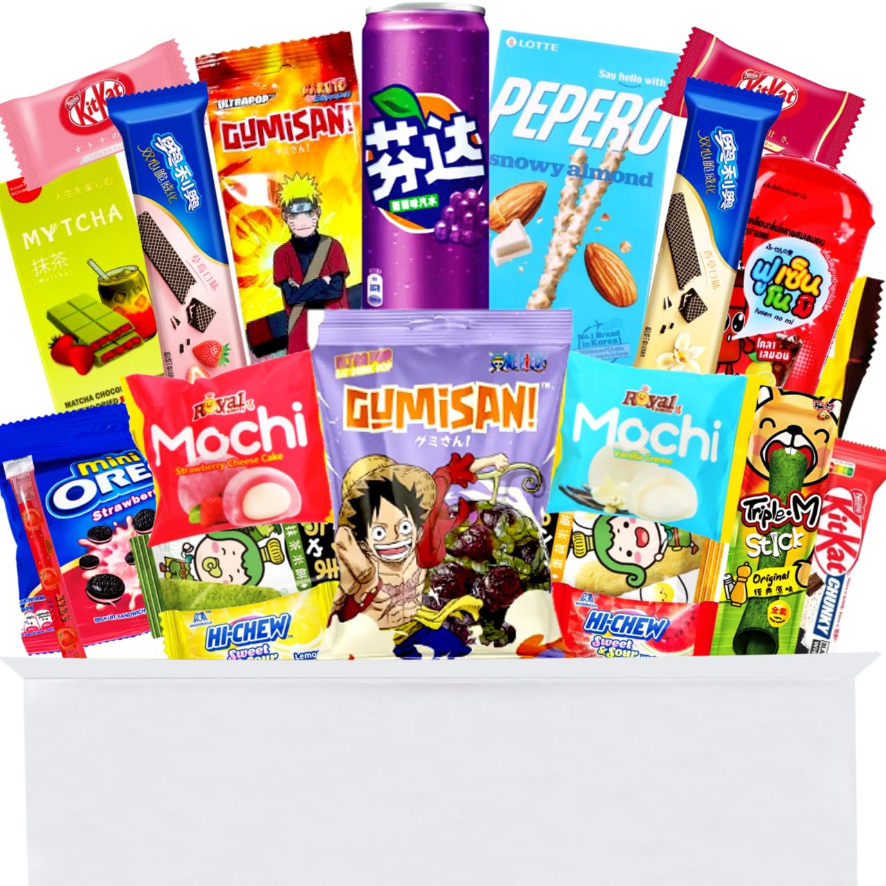 Asiatische Snacks Box Geschenkideen mit 24 Teilen + gratis Adventskalender Tüten - Japanische, koreanische & mehr Snacks und Süssigkeiten - Ideale Kalender Füllung (Groß)