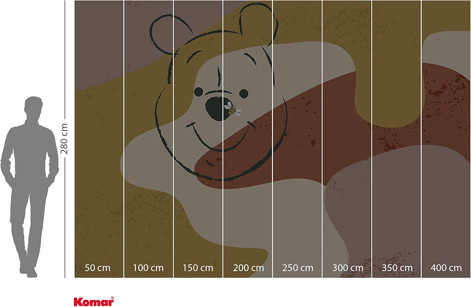 Komar Disney IADX8-049 Non-Woven Photo Wallpaper Winnie The Pooh Bee Design 400 x 280 cm (W x H) Bear Baby Nursery Wallpaper Colourful