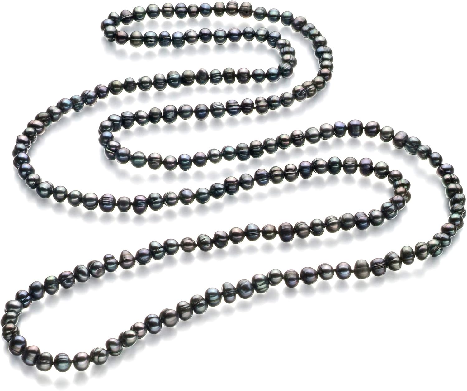 Betty Black 6-7mm A Quality Freshwater Cultured Pearl Necklace for Women-51 in Rope Length