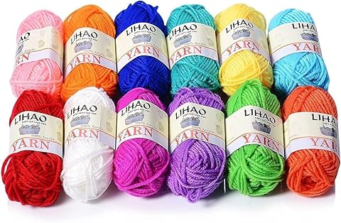 LIHAO Lanas para Tejer Ovillos de Lana Estambres Acrílicos (12 Colores)