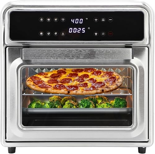 Miniatura 3 de Horno freidora de aire digital de acero inoxidable de 21.13 cuartos de galón, horno de convección multifunción con 4 elementos calefactores,