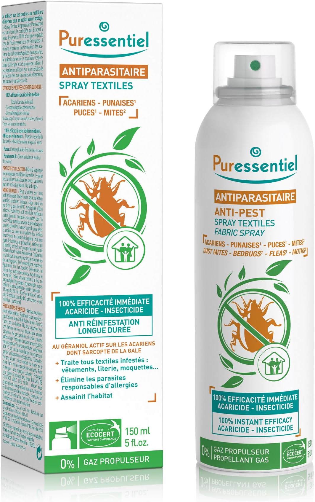 Fleas, Bugs & Moths Treatment Spray 150ml - Effective on Dust Mites, Clothes Moths, Fleas & Bed Bugs - Scientifically Proven for All Fabric Types - 100% Natural - Prevents Reinfestation