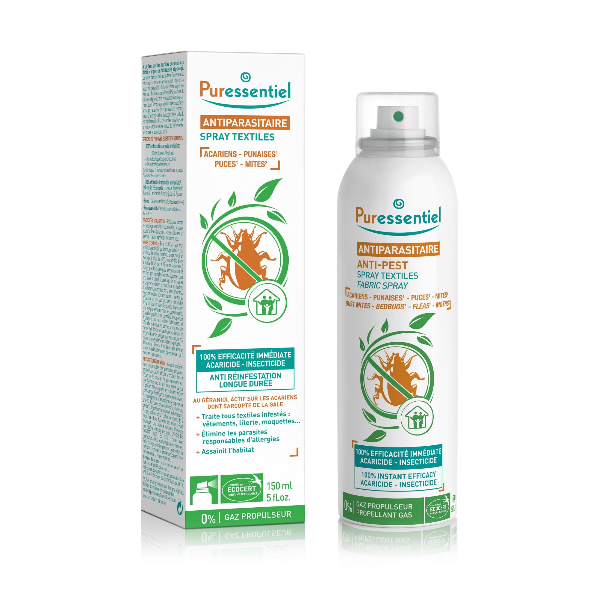 Puressentiel Fleas, Bugs & Moths Treatment Spray 150ml 100% Natural