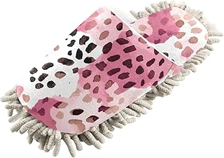 ZENWAWA Mop Slippers Pink Black Leopard Print, Funny Slippers Dust Cleaner Unisex Size:5-8