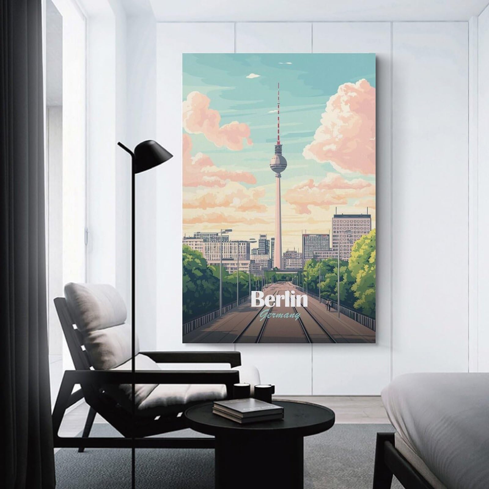 Junmoney Berlin, Germany Cityscape Illustration(2) Decorative Canvas Print, 16x24inch(40x60cm), for New Home Styling, Lounge Or Bedroom, Wall Decor with Flexible Room Appeal