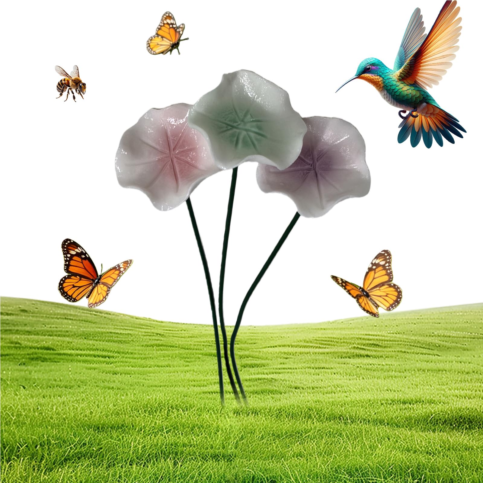 Bee Water Feeder Flower, Bee Watering Station for Garden Cups Butterfly Bees Ceramic Drinking and Water Bath Feeder Cup Blossoms Flowers Shaped Design Poppies Bowl Wildlife Feeding Watring Pollinator — image 1