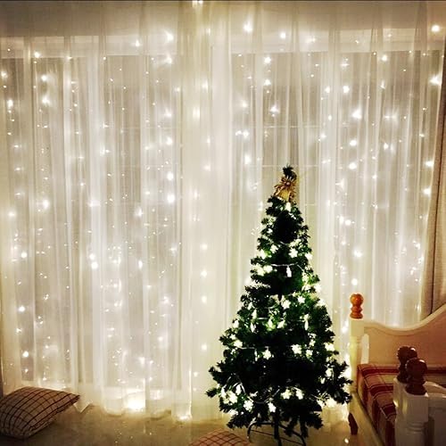 Miniatura 9 de Tira de luces de Navidad, 33 pies, 100 luces LED blancas para árbol de Navidad, tira de luces conectables para interiores, cable transparente, 8