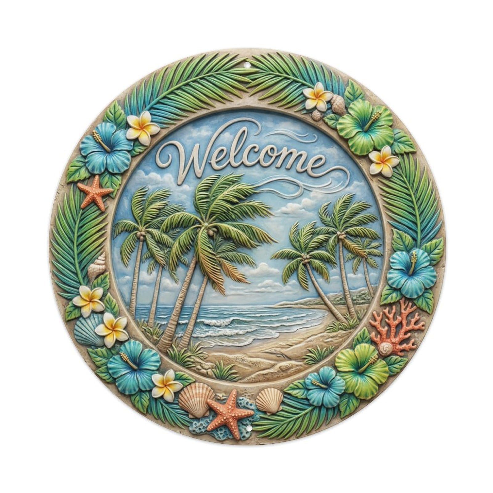 Tgrcjimh Style Metal Tin Sign Tropical Breeze Welcome Palm Paradise